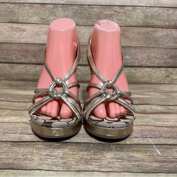 Coach Joslin Gold Wedge Sandals - Picture 4 of 8